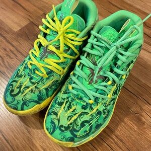 Puma x LaMelo Ball MB.03 LaFrancé basketball shoes in a green and yellow